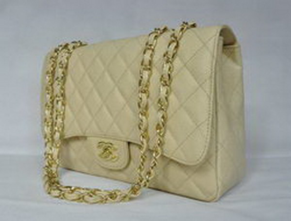 7A Replica Chanel Jumbo A28600 Beige Caviar with Golden Hardware Flap Bags